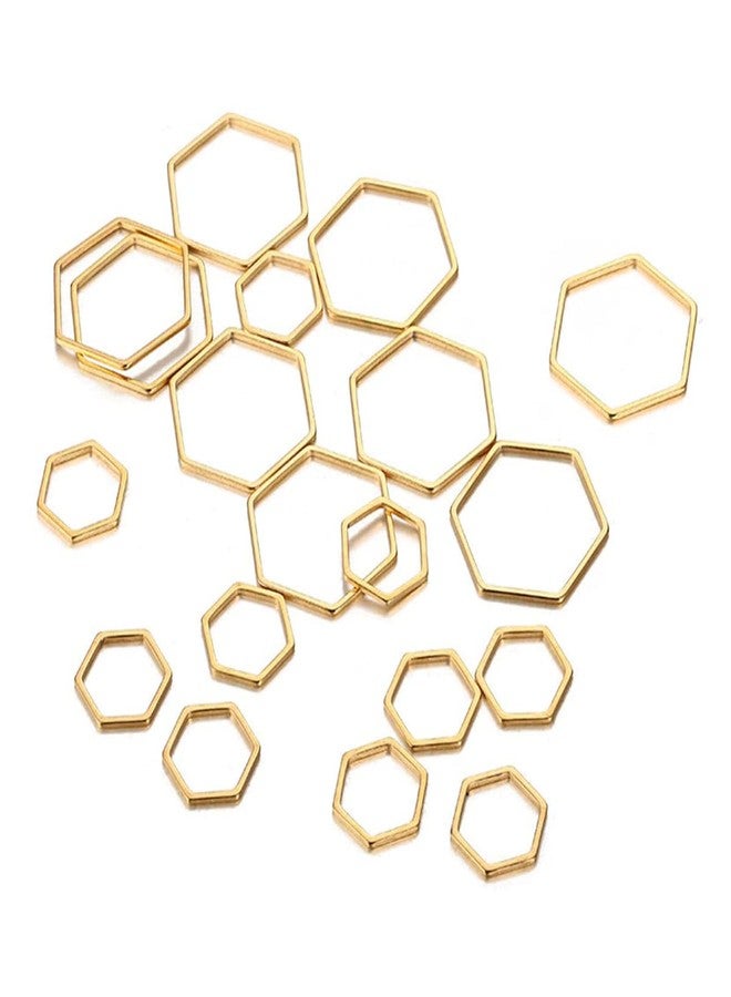 Excellentcrafts Brass Hexagon Shape Open Back Bezels, Charms, Resin Bezel for making Pendants, Keychains, Earrings, DIY Jewellery using for Resin Craft (Pack of 10 pcs) (12x16mm, Gold) - Image 3
